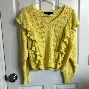 Yellow knit ruffle sweater